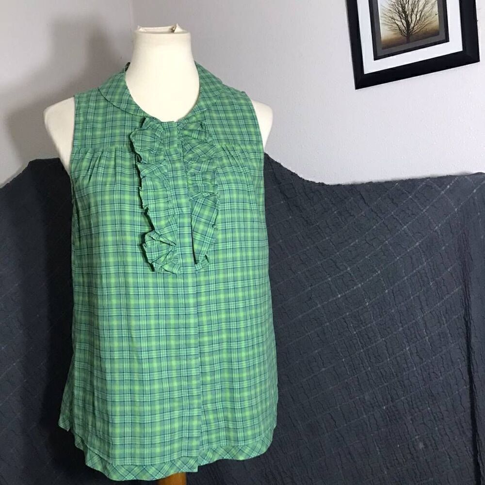 Lilis Closet Green Plaid Sleeveles Top Size M